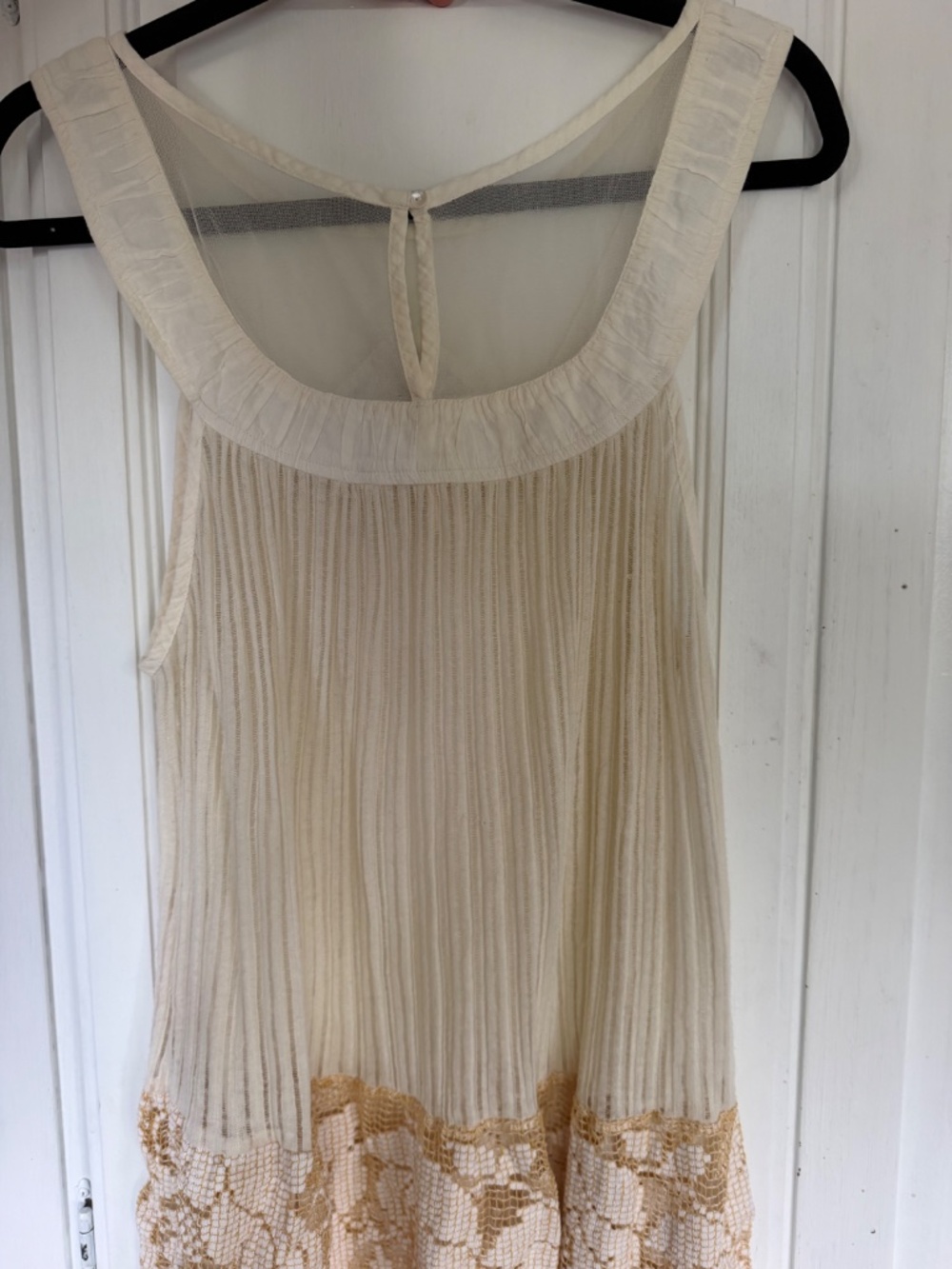 Free People Ivory Sheer Embroidered Lace Boho Tank Top L - Picture 9 of 10